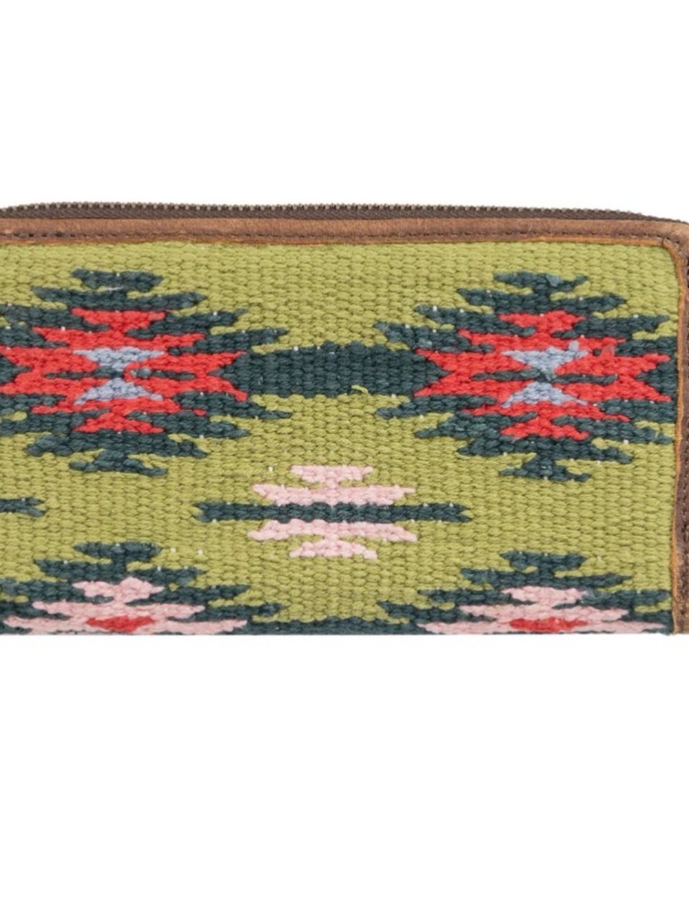 STS Ranchwear Green Southwestern Pattern Zip Wallet with Red & Pink Accents - Picture 6 of 7